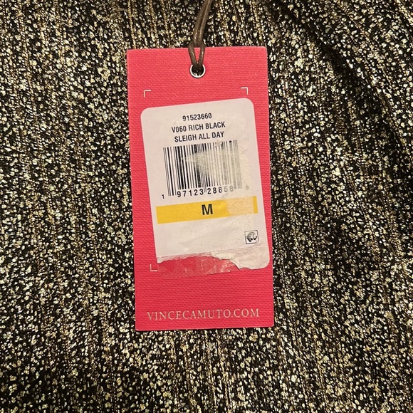 Vince Camuto Shimmer Foil Double Layer Hem Blouse. NWT. Size M. Rich Black. New! - Picture 8 of 8